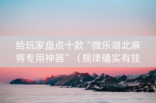 给玩家盘点十款“微乐湖北麻将专用神器”（规律确实有挂)