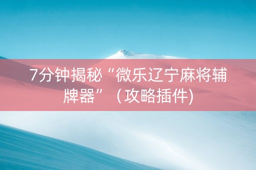 7分钟揭秘“微乐辽宁麻将辅牌器”（攻略插件)