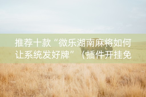 推荐十款“微乐湖南麻将如何让系统发好牌”（插件开挂免费AI)
