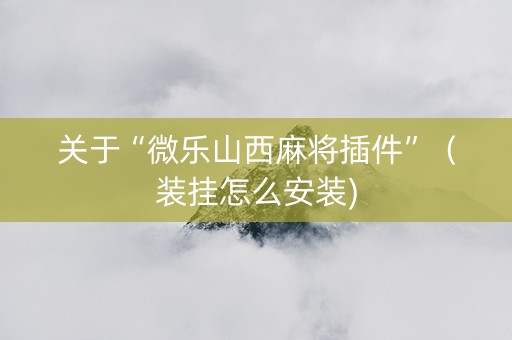 关于“微乐山西麻将插件”（装挂怎么安装)
