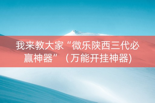 我来教大家“微乐陕西三代必赢神器”（万能开挂神器)