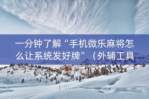 一分钟了解“手机微乐麻将怎么让系统发好牌”（外辅工具)