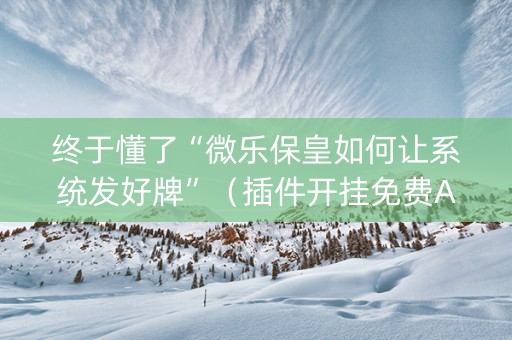 终于懂了“微乐保皇如何让系统发好牌”（插件开挂免费AI)