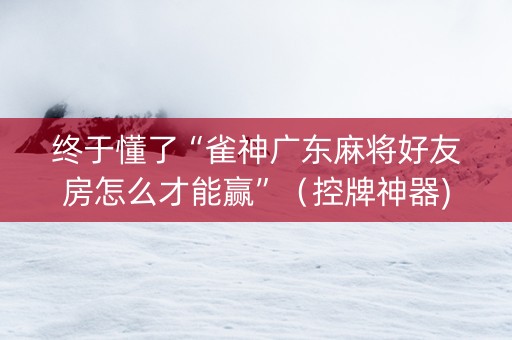 终于懂了“雀神广东麻将好友房怎么才能赢”（控牌神器)