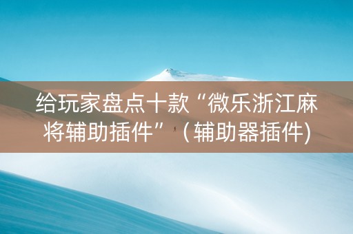 给玩家盘点十款“微乐浙江麻将辅助插件”（辅助器插件)