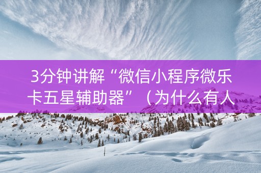 3分钟讲解“微信小程序微乐卡五星辅助器”（为什么有人一直赢)