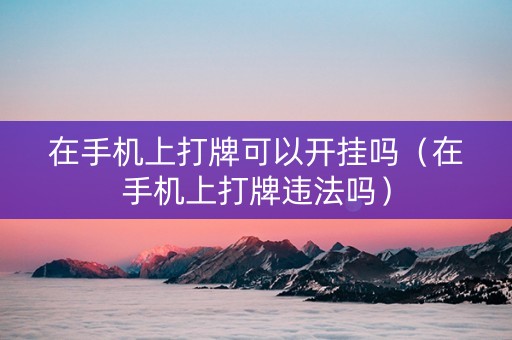在手机上打牌可以开挂吗（在手机上打牌违法吗）