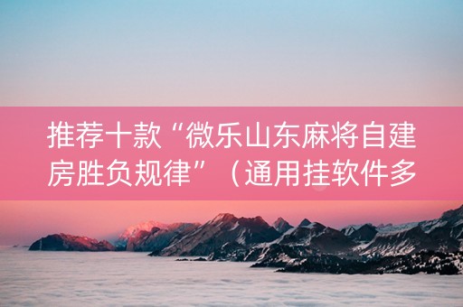 推荐十款“微乐山东麻将自建房胜负规律”（通用挂软件多少钱)