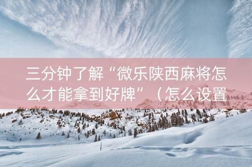 三分钟了解“微乐陕西麻将怎么才能拿到好牌”（怎么设置才能赢)