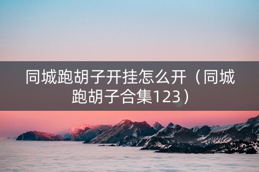 同城跑胡子开挂怎么开（同城跑胡子合集123）