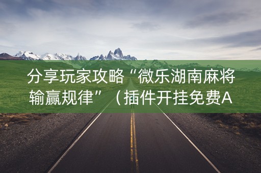 分享玩家攻略“微乐湖南麻将输赢规律”（插件开挂免费AI)