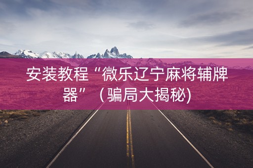 安装教程“微乐辽宁麻将辅牌器”（骗局大揭秘)