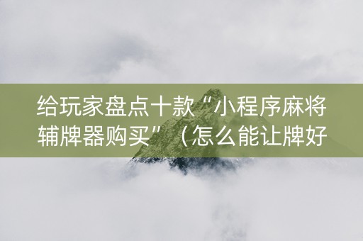 给玩家盘点十款“小程序麻将辅牌器购买”（怎么能让牌好一点)