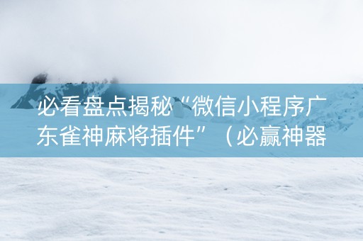 必看盘点揭秘“微信小程序广东雀神麻将插件”（必赢神器免费安装)
