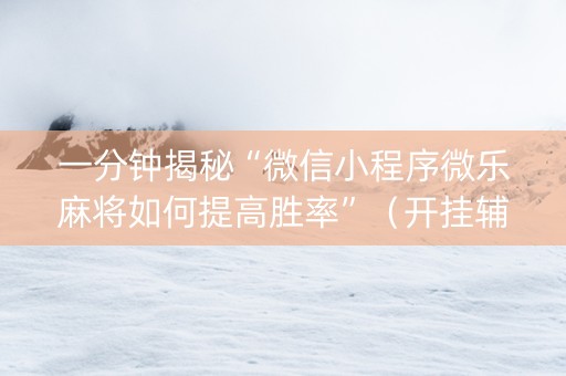 一分钟揭秘“微信小程序微乐麻将如何提高胜率”（开挂辅助脚本)