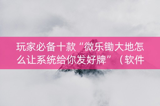 玩家必备十款“微乐锄大地怎么让系统给你发好牌”（软件出售)