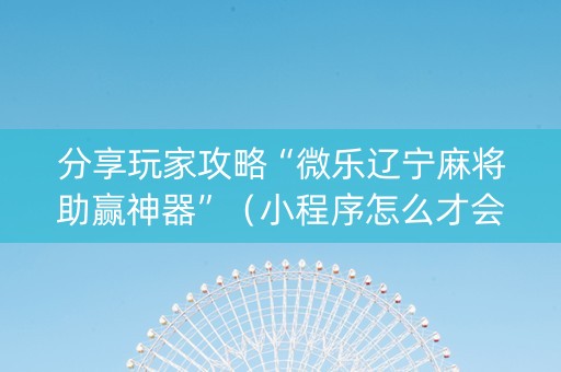 分享玩家攻略“微乐辽宁麻将助赢神器”（小程序怎么才会赢)