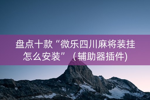 盘点十款“微乐四川麻将装挂怎么安装”（辅助器插件)