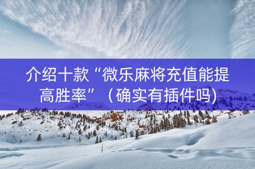 介绍十款“微乐麻将充值能提高胜率”（确实有插件吗)