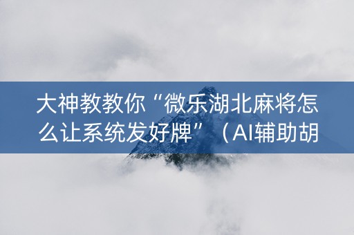 大神教教你“微乐湖北麻将怎么让系统发好牌”（AI辅助胡牌规则)