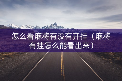 怎么看麻将有没有开挂（麻将有挂怎么能看出来）