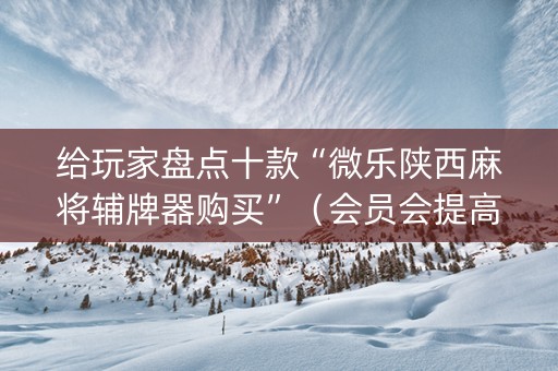 给玩家盘点十款“微乐陕西麻将辅牌器购买”（会员会提高胜率吗)
