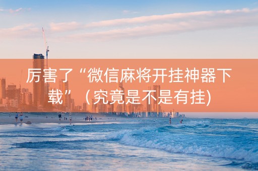 厉害了“微信麻将开挂神器下载”（究竟是不是有挂)