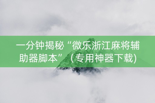一分钟揭秘“微乐浙江麻将辅助器脚本”（专用神器下载)