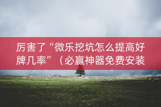 厉害了“微乐挖坑怎么提高好牌几率”（必赢神器免费安装)