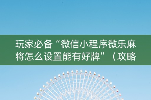 玩家必备“微信小程序微乐麻将怎么设置能有好牌”（攻略插件)