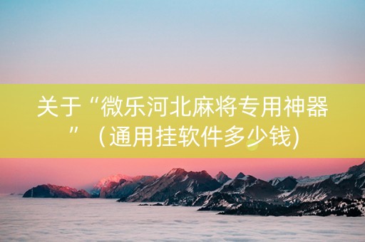 关于“微乐河北麻将专用神器”（通用挂软件多少钱)