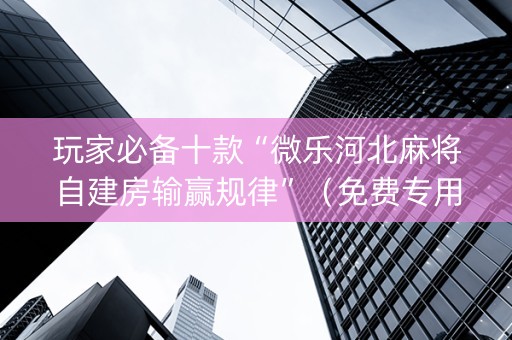 玩家必备十款“微乐河北麻将自建房输赢规律”（免费专用神器)