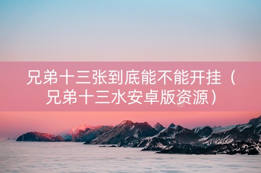兄弟十三张到底能不能开挂（兄弟十三水安卓版资源）