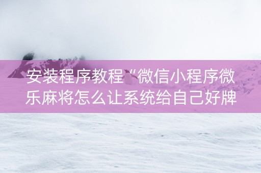 安装程序教程“微信小程序微乐麻将怎么让系统给自己好牌”（如何提高胜率)