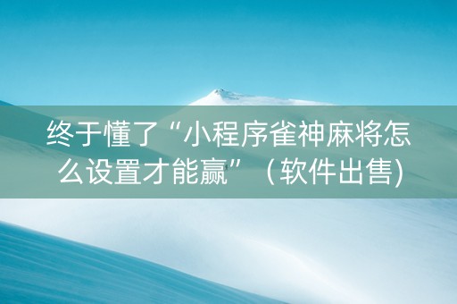 终于懂了“小程序雀神麻将怎么设置才能赢”（软件出售)