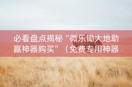 必看盘点揭秘“微乐锄大地助赢神器购买”（免费专用神器)