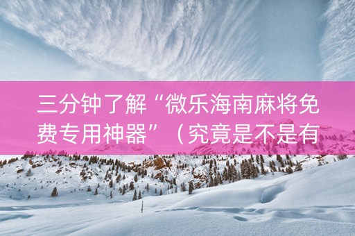 三分钟了解“微乐海南麻将免费专用神器”（究竟是不是有挂)