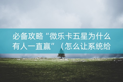 必备攻略“微乐卡五星为什么有人一直赢”（怎么让系统给你发好牌)