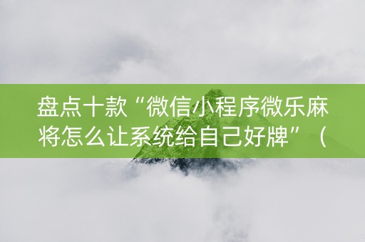 盘点十款“微信小程序微乐麻将怎么让系统给自己好牌”（有没有猫腻)