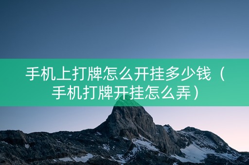 手机上打牌怎么开挂多少钱（手机打牌开挂怎么弄）