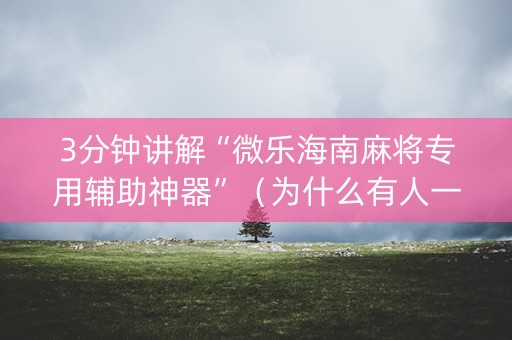 3分钟讲解“微乐海南麻将专用辅助神器”（为什么有人一直赢)