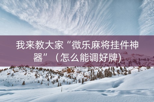 我来教大家“微乐麻将挂件神器”（怎么能调好牌)