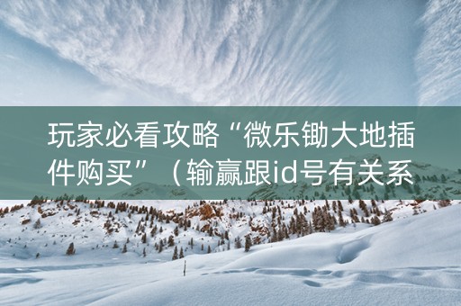 玩家必看攻略“微乐锄大地插件购买”（输赢跟id号有关系吗)