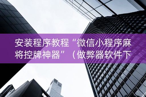 安装程序教程“微信小程序麻将控牌神器”（做弊器软件下载)