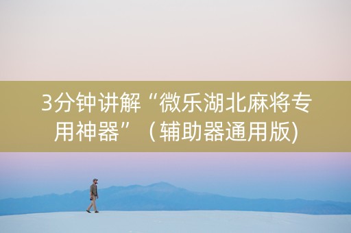 3分钟讲解“微乐湖北麻将专用神器”（辅助器通用版)