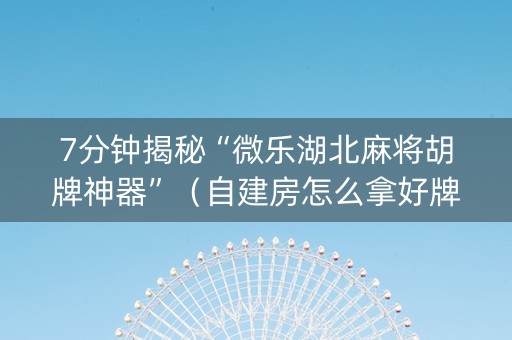 7分钟揭秘“微乐湖北麻将胡牌神器”（自建房怎么拿好牌)