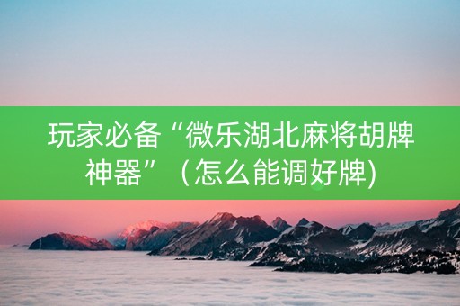 玩家必备“微乐湖北麻将胡牌神器”（怎么能调好牌)