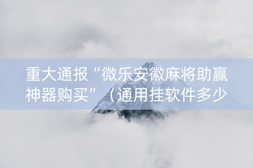 重大通报“微乐安徽麻将助赢神器购买”（通用挂软件多少钱)