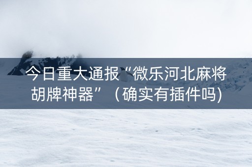 今日重大通报“微乐河北麻将胡牌神器”（确实有插件吗)