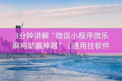 3分钟讲解“微信小程序微乐麻将助赢神器”（通用挂软件多少钱)